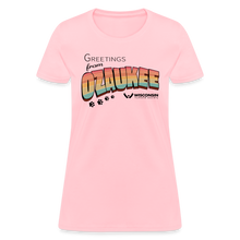 Load image into Gallery viewer, WHS &quot;Greetings from Ozaukee&quot; Contoured T-Shirt - pink