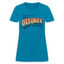 Load image into Gallery viewer, WHS &quot;Greetings from Ozaukee&quot; Contoured T-Shirt - turquoise