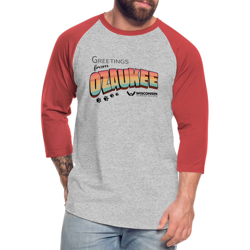 
                  
                    WHS "Greetings from Ozaukee" Baseball T-Shirt - heather gray/red
                  
                