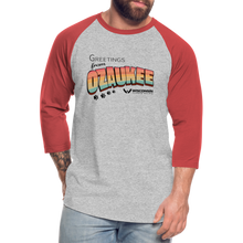 Load image into Gallery viewer, WHS &quot;Greetings from Ozaukee&quot; Baseball T-Shirt - heather gray/red