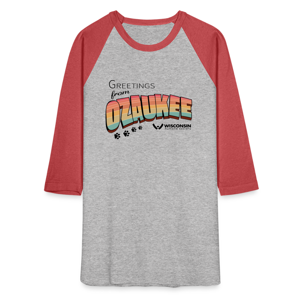 
                  
                    WHS "Greetings from Ozaukee" Baseball T-Shirt - heather gray/red
                  
                