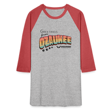 Load image into Gallery viewer, WHS &quot;Greetings from Ozaukee&quot; Baseball T-Shirt - heather gray/red