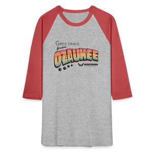 WHS "Greetings from Ozaukee" Baseball T-Shirt - heather gray/red