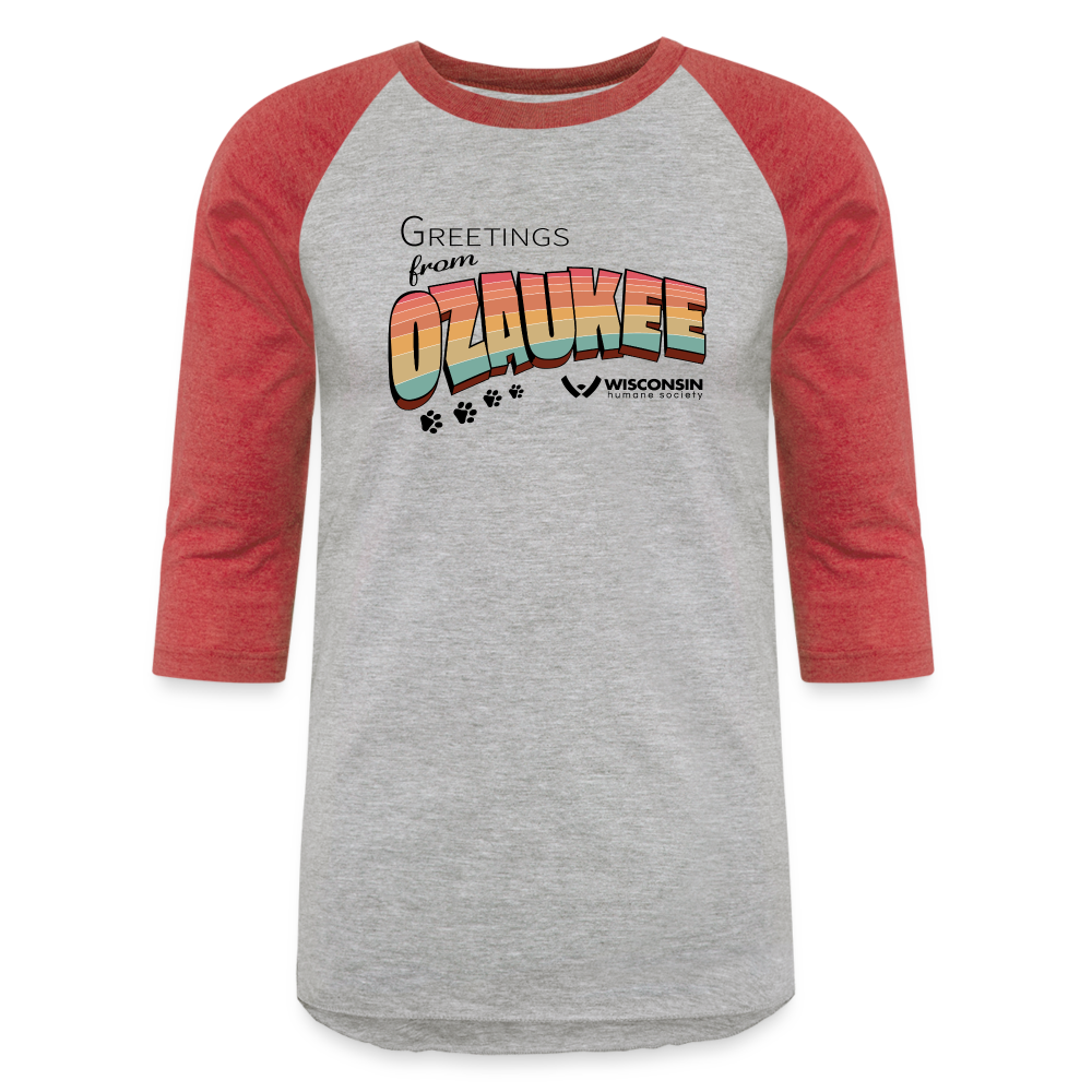 
                  
                    WHS "Greetings from Ozaukee" Baseball T-Shirt - heather gray/red
                  
                