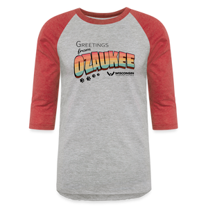 WHS "Greetings from Ozaukee" Baseball T-Shirt - heather gray/red