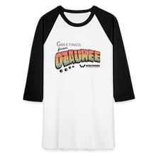 Load image into Gallery viewer, WHS &quot;Greetings from Ozaukee&quot; Baseball T-Shirt - white/black
