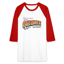 Load image into Gallery viewer, WHS &quot;Greetings from Ozaukee&quot; Baseball T-Shirt - white/red
