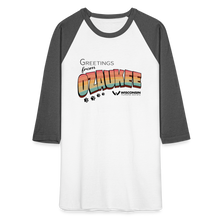 Load image into Gallery viewer, WHS &quot;Greetings from Ozaukee&quot; Baseball T-Shirt - white/charcoal