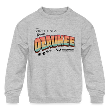 Load image into Gallery viewer, WHS &quot;Greetings from Ozaukee&quot; Kids&#39; Crewneck Sweatshirt - heather gray