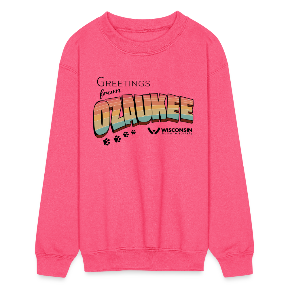 
                  
                    WHS "Greetings from Ozaukee" Kids' Crewneck Sweatshirt - neon pink
                  
                