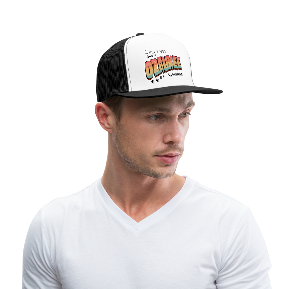 WHS "Greetings from Ozaukee" Trucker Cap - white/black