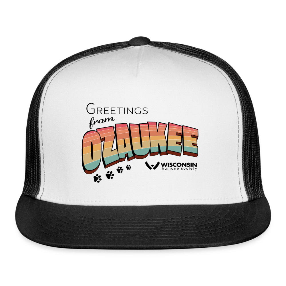 WHS "Greetings from Ozaukee" Trucker Cap - white/black