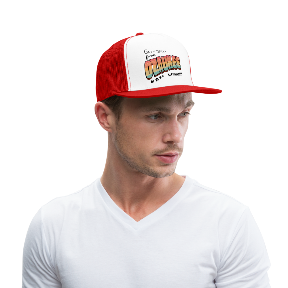 
                  
                    WHS "Greetings from Ozaukee" Trucker Cap - white/red
                  
                