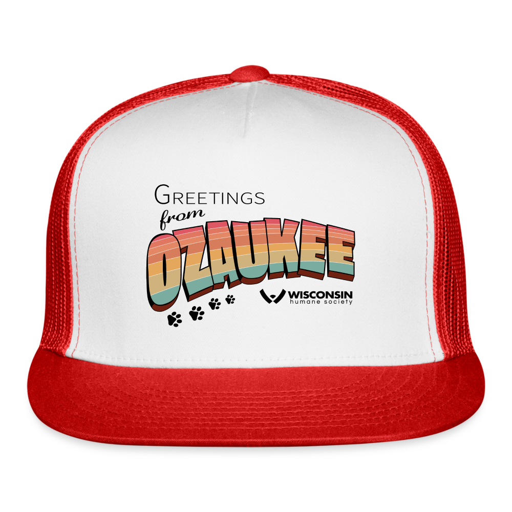 
                  
                    WHS "Greetings from Ozaukee" Trucker Cap - white/red
                  
                