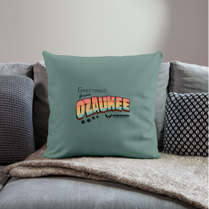 WHS "Greetings from Ozaukee" Throw Pillow Cover 18” x 18” - cypress green