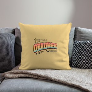 WHS "Greetings from Ozaukee" Throw Pillow Cover 18” x 18” - washed yellow