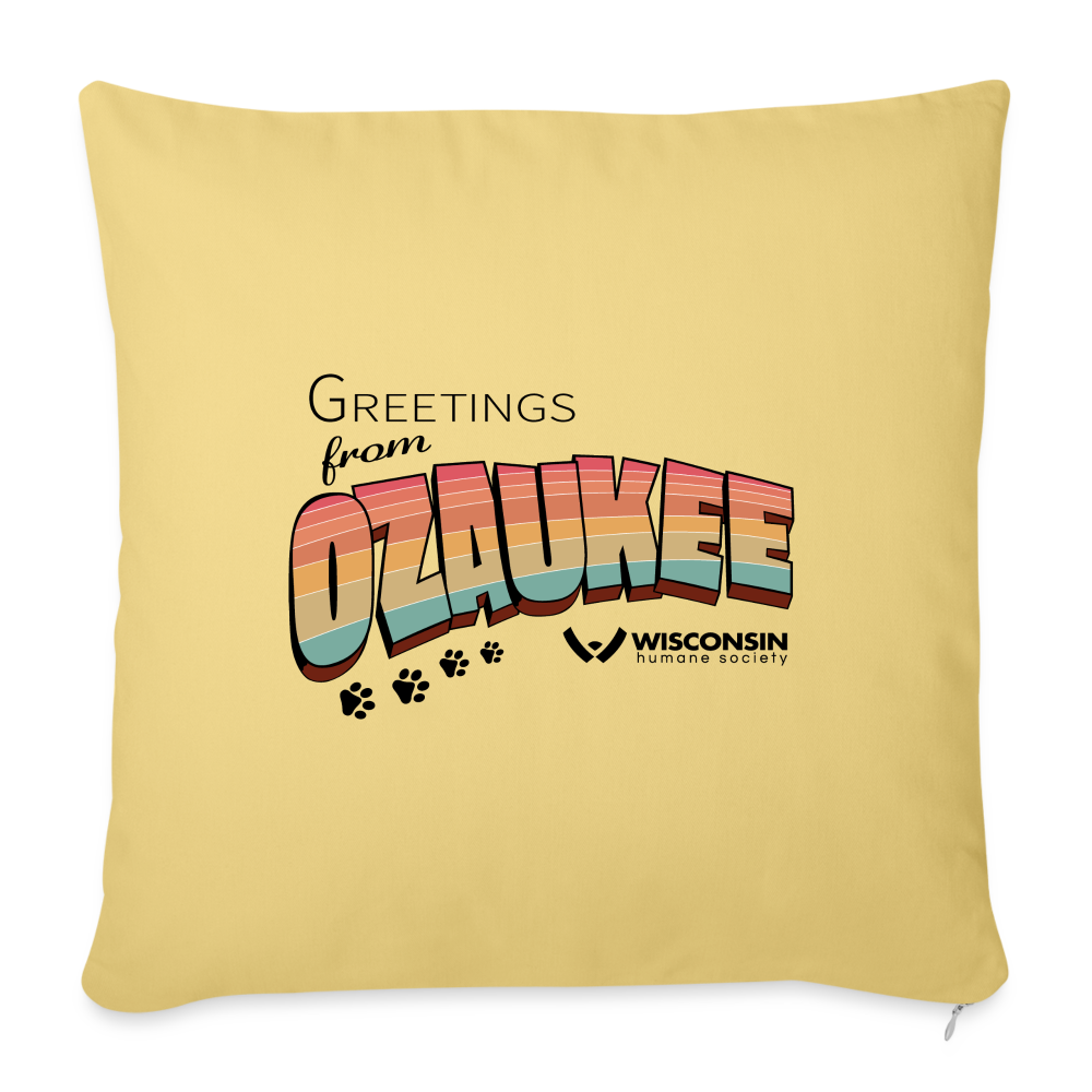 
                  
                    WHS "Greetings from Ozaukee" Throw Pillow Cover 18” x 18” - washed yellow
                  
                