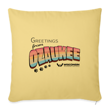 Load image into Gallery viewer, WHS &quot;Greetings from Ozaukee&quot; Throw Pillow Cover 18” x 18” - washed yellow