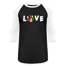 Load image into Gallery viewer, Pride Love Baseball T-Shirt - black/white