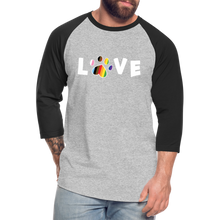 Load image into Gallery viewer, Pride Love Baseball T-Shirt - heather gray/black