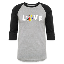 Load image into Gallery viewer, Pride Love Baseball T-Shirt - heather gray/black