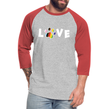 Load image into Gallery viewer, Pride Love Baseball T-Shirt - heather gray/red