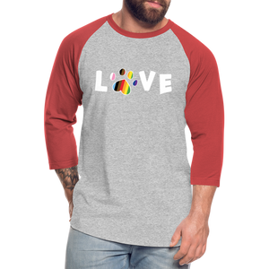 Pride Love Baseball T-Shirt - heather gray/red