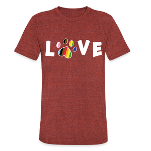 Pride Love Unisex Tri-Blend T-Shirt - heather cranberry