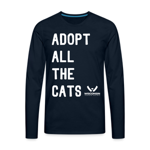 Adopt All the Cats Classic Premium Long Sleeve T-Shirt - deep navy