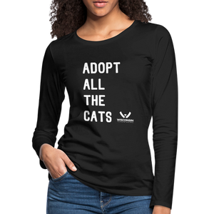 Adopt All the Cats Contoured Premium Long Sleeve T-Shirt - black