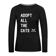 Load image into Gallery viewer, Adopt All the Cats Contoured Premium Long Sleeve T-Shirt - black