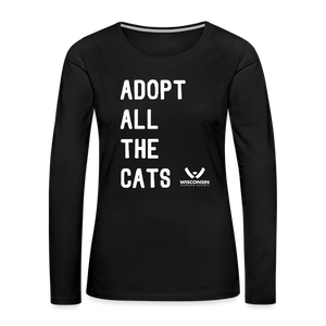 Adopt All the Cats Contoured Premium Long Sleeve T-Shirt - black