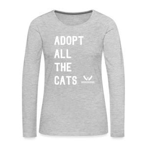 Adopt All the Cats Contoured Premium Long Sleeve T-Shirt - heather gray