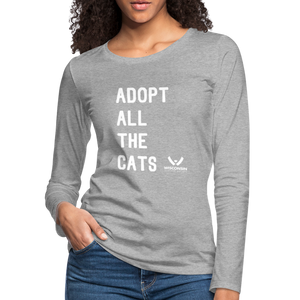 Adopt All the Cats Contoured Premium Long Sleeve T-Shirt - heather gray