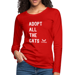 Adopt All the Cats Contoured Premium Long Sleeve T-Shirt - red