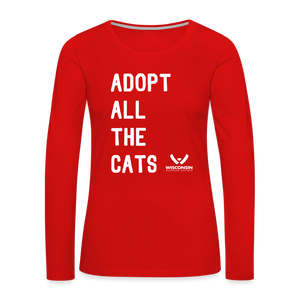 Adopt All the Cats Contoured Premium Long Sleeve T-Shirt - red
