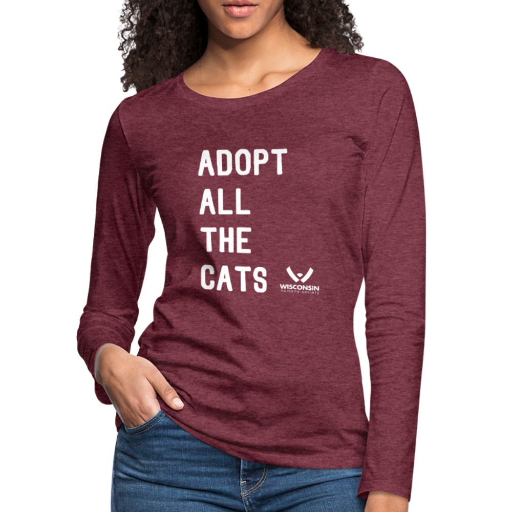 
                  
                    Adopt All the Cats Contoured Premium Long Sleeve T-Shirt - heather burgundy
                  
                