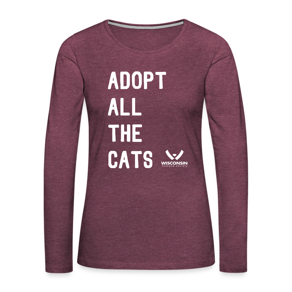 
                  
                    Adopt All the Cats Contoured Premium Long Sleeve T-Shirt - heather burgundy
                  
                