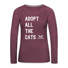 Load image into Gallery viewer, Adopt All the Cats Contoured Premium Long Sleeve T-Shirt - heather burgundy