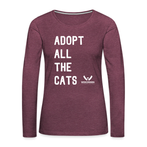 Adopt All the Cats Contoured Premium Long Sleeve T-Shirt - heather burgundy