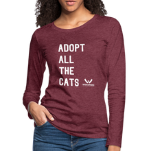 Load image into Gallery viewer, Adopt All the Cats Contoured Premium Long Sleeve T-Shirt - heather burgundy