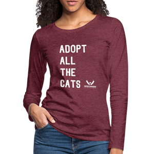 Adopt All the Cats Contoured Premium Long Sleeve T-Shirt - heather burgundy