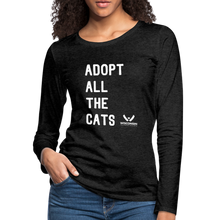 Load image into Gallery viewer, Adopt All the Cats Contoured Premium Long Sleeve T-Shirt - charcoal grey