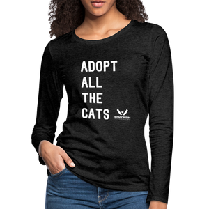 Adopt All the Cats Contoured Premium Long Sleeve T-Shirt - charcoal grey