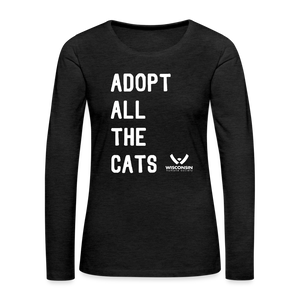 Adopt All the Cats Contoured Premium Long Sleeve T-Shirt - charcoal grey