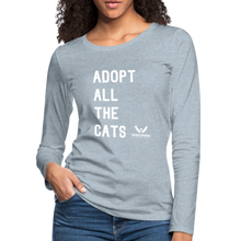 Load image into Gallery viewer, Adopt All the Cats Contoured Premium Long Sleeve T-Shirt - heather ice blue