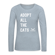 Load image into Gallery viewer, Adopt All the Cats Contoured Premium Long Sleeve T-Shirt - heather ice blue