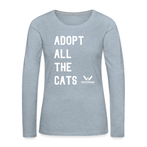 Adopt All the Cats Contoured Premium Long Sleeve T-Shirt - heather ice blue