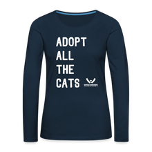 Load image into Gallery viewer, Adopt All the Cats Contoured Premium Long Sleeve T-Shirt - deep navy