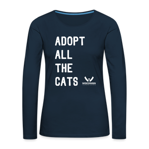 Adopt All the Cats Contoured Premium Long Sleeve T-Shirt - deep navy